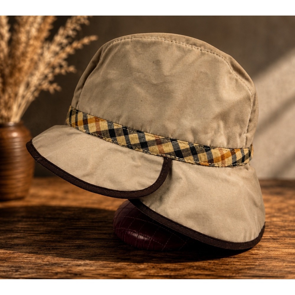Lady Stetson Womens Tan Bucket Hat Plaid Trim Cotton Blend Size M‎ 7 1/8 Korea